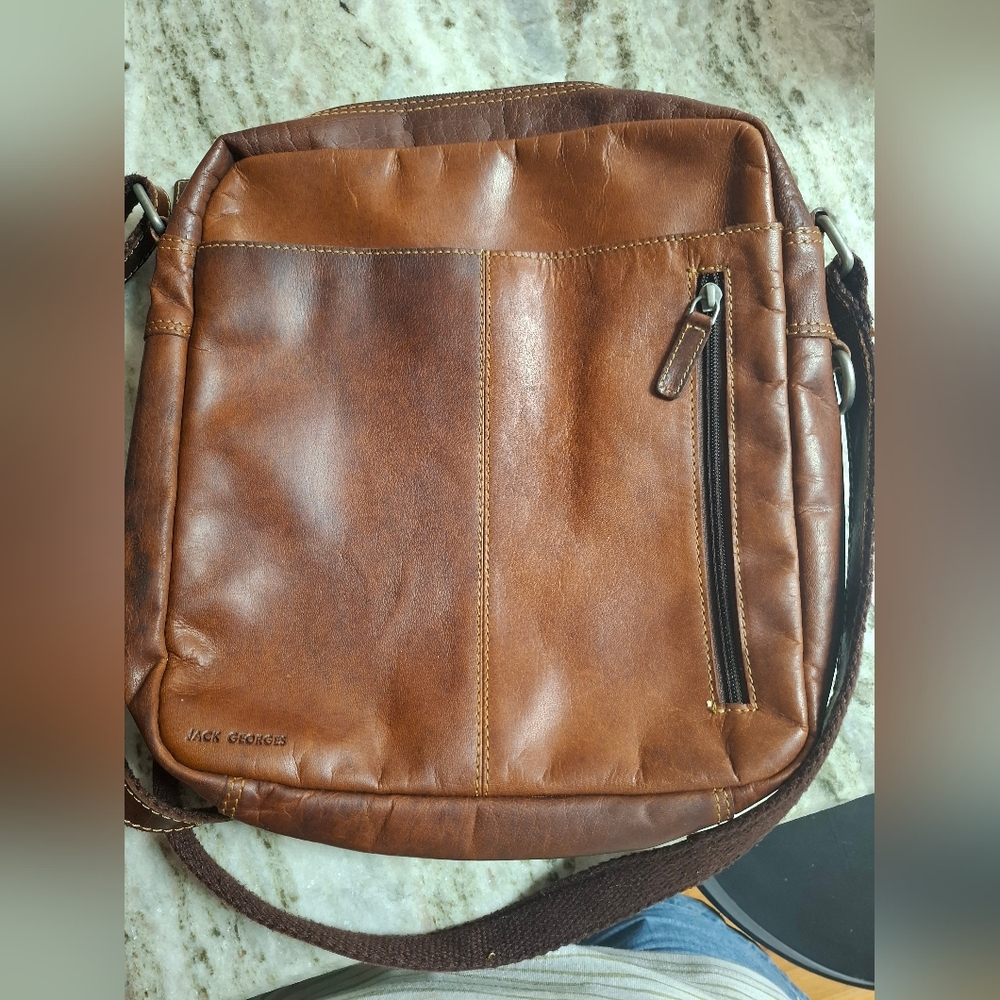 Jack George Dark Brown Leather Crossbody Bag